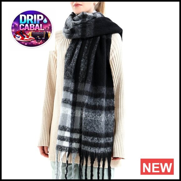 Accessories - Vintage Plaid Cashmere Feel Shawl Oversized Warm Winter Scarf Elegant